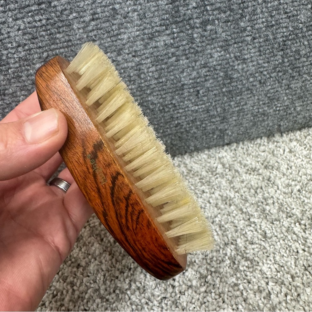 Vintage Hughes wood block Nylon bristles brush (4.5 x 2.5)